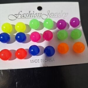 Fashion Jewelry Neon Stud Earrings Set